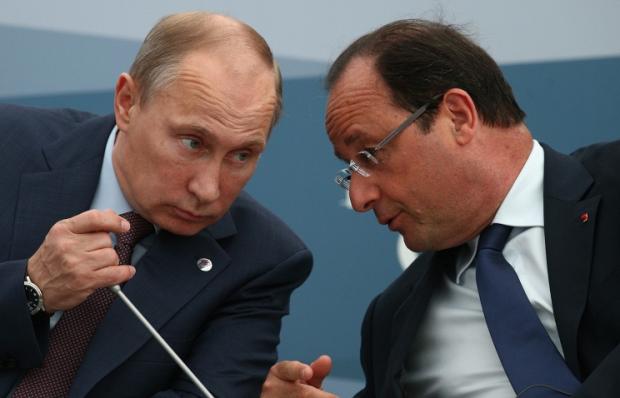 Володимир Путін та Франсуа Олланд. Фото: www.gapp.az.