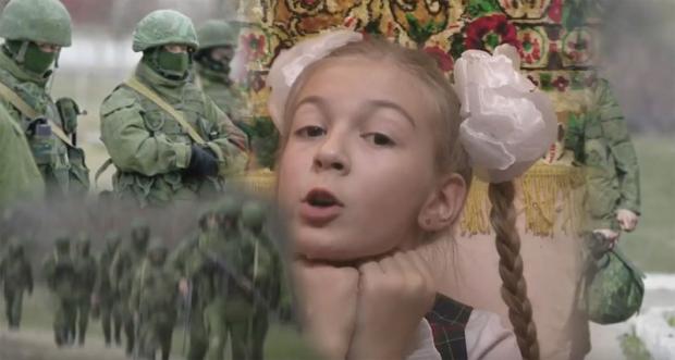 Дівчинка співає про "зелених чоловічків". Фото: скріншот з відео.