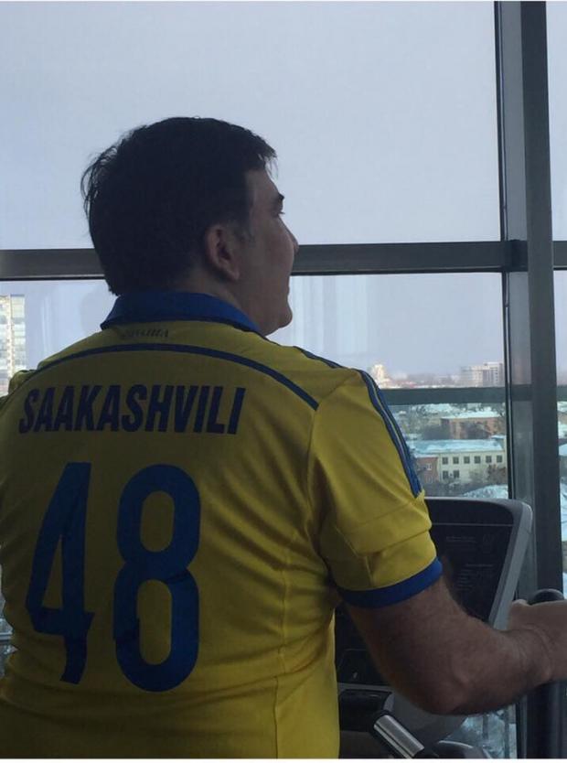Саакашвілі у футболці збірної України. Фото: Facebook