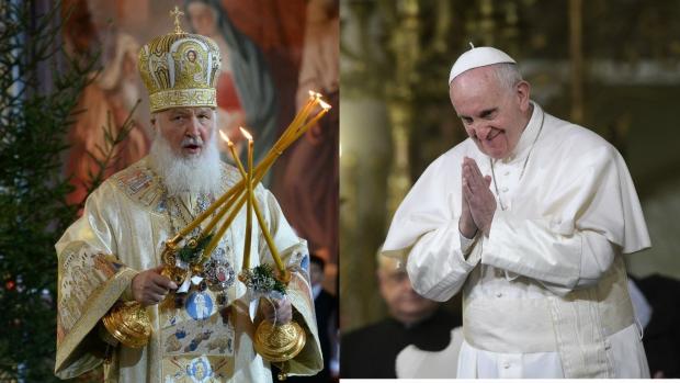 Патріарх Кирило та Папа Франциск. Фото: ru.delfi.lt.