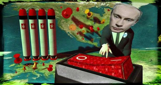 Путін і ядерна кнопка. Фотожаба:uapress.info