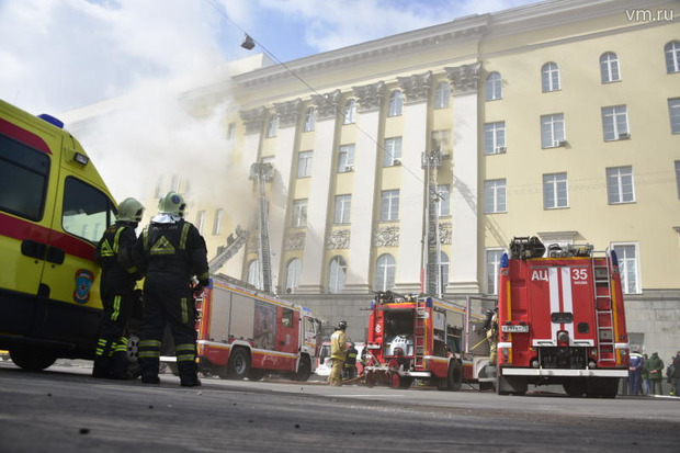У Москві загорілася будівля Міноборони. Фото: rodina.news.