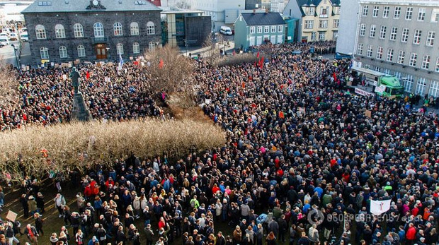 Офшорний скандал: в Ісландії тисячі людей вийшли на мітинг проти прем'єра. Фото: ЕРА.