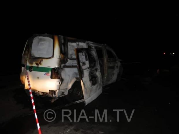 Машина інкасаторів після нападу. Фото: РІА-Мелітополь.