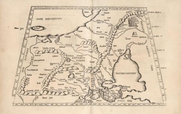 Одна з історичних карт колекції Девіда Рамсі з територією сучасної України, датована 1541 роком. Фото: davidrumsey.com