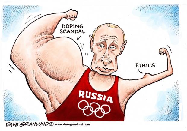 Росія продовжує порушувати антидопінгові правила. Карикатура: davegranlund.com.