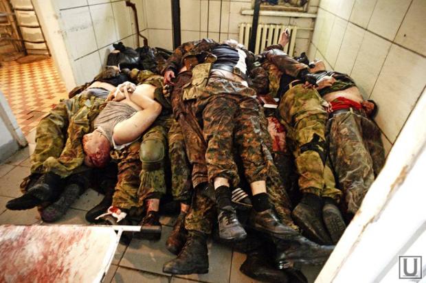 Російські бойовики у морзі Донецька після бою. Фото: соцмережі.