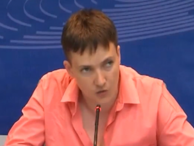 Надія Савченко на засіданні в ПАРЄ. Фото: скрін відео