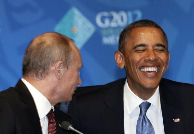 Путін насмішив Обаму. Ілюстрація: risovach.ru.