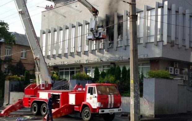 Пожежа в приміщенні "Інтера". Фото: rbc.ua.