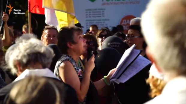 Мітинг ватних громадян у Одесі. Фото: скріншот з відео.