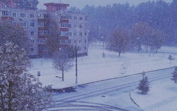 Перший сніг випав у Славутичі. Фото:соцмережі
