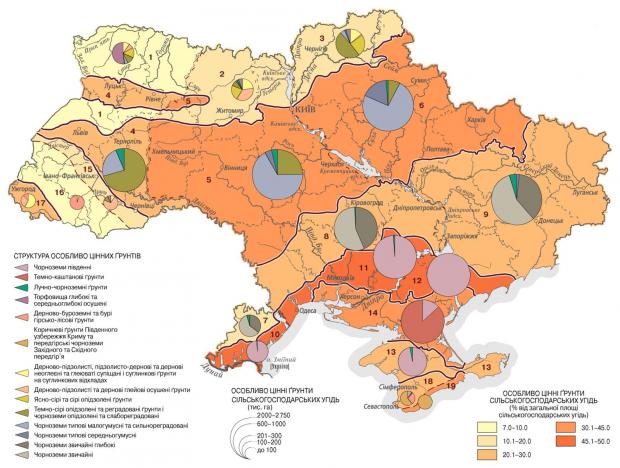 Карта особливо цінних ґрунтів України. Фото: radagro.com
