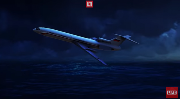 Росіяни показали, як впав Ту-154. Фото: скріншот з відео.