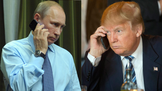 Телефонна розмова Путіна з Трампом. Ілюстрація: Газета.ру.