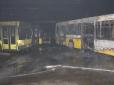 Згоріли автобуси: В одному з автопарків Києва сталася пожежа (фото)