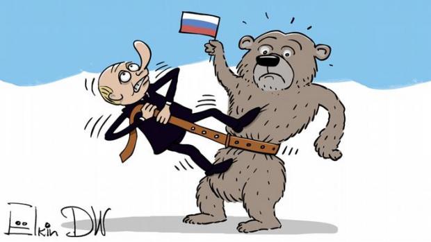 Путін переконує ведмедя економити? Ілюстрація: Німецька хвиля.