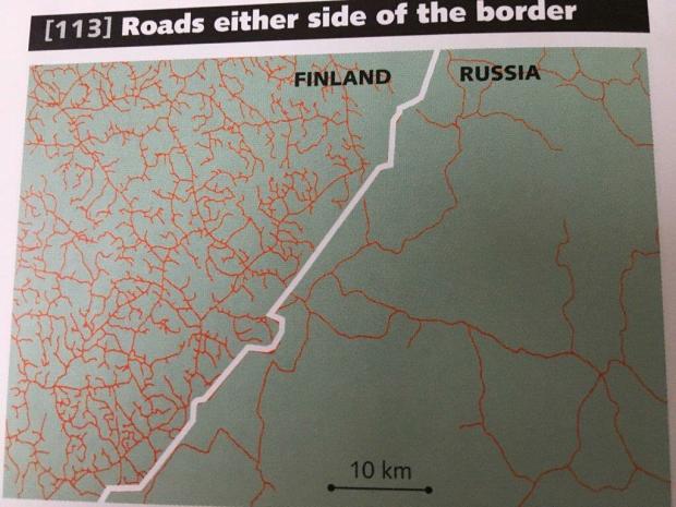 Дороги у Фінляндії та РФ. Фото: соцмережі.