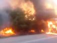 На трасі Харків - Симферополь через аварію згоріла вантажівка з борошном (відео)
