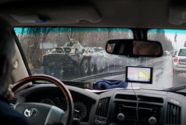 Військова техніка у центрі окупованого Луганська. Фото: СММ ОБСЄ.