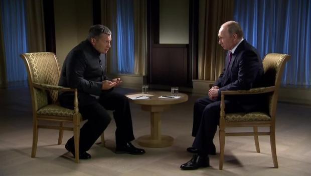 Володимир Путін і Володимир Соловйов. Фото: скріншот з відео.