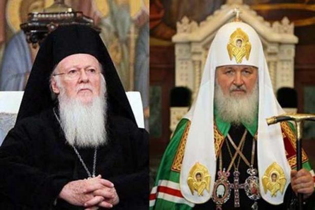 Патріарх Варфоломій та патріарх Кирило. Ілюстрація:Волинь-нова