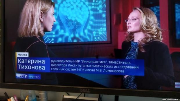Катерина Тихонова на росТБ. Фото: скріншот з відео.