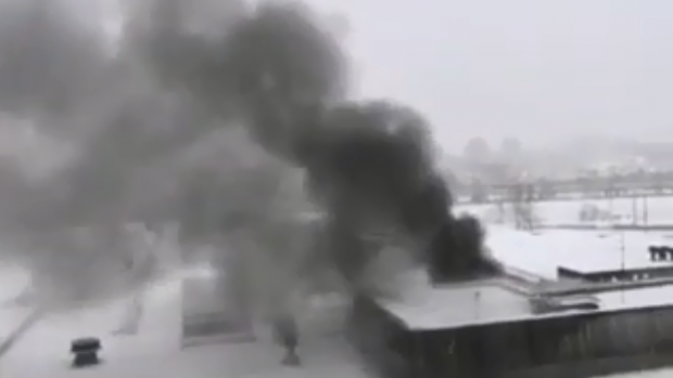 Пожежа у типографії в Санкт-Петербурзі. Фото: скріншот з відео.