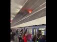 На станцію якраз прибув потяг: У київському метро спалахнула пожежа (відео)