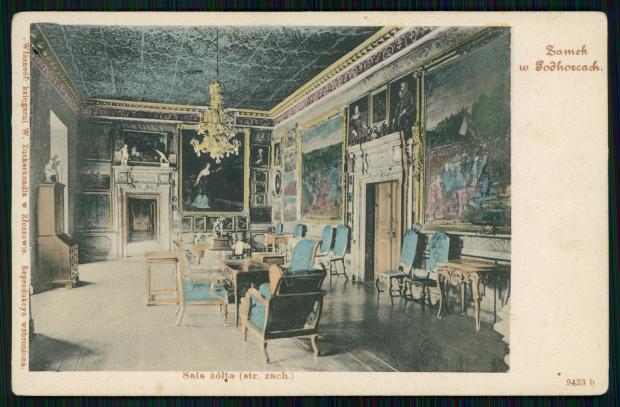 Жовта Зала Підгорецького замку. Листівка 1906 року