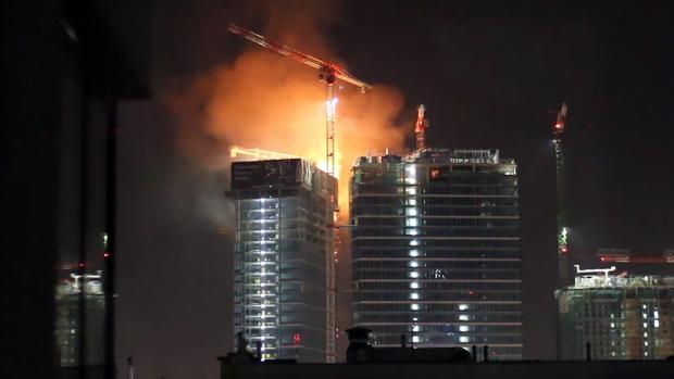 Пожежа у Варшаві. Фото: скріншот з відео.
