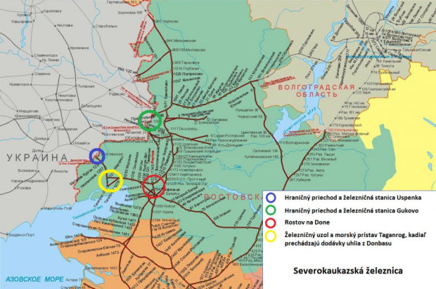 Карта залізниць південного заходу Росії на кордоні з окупованим Донбасом.