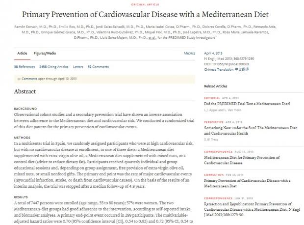 Primary Prevention of Cardiovascular Disease with a Mediterranean Diet | Первинна профілактика серцево-судинних захворювань середземноморською дієтою