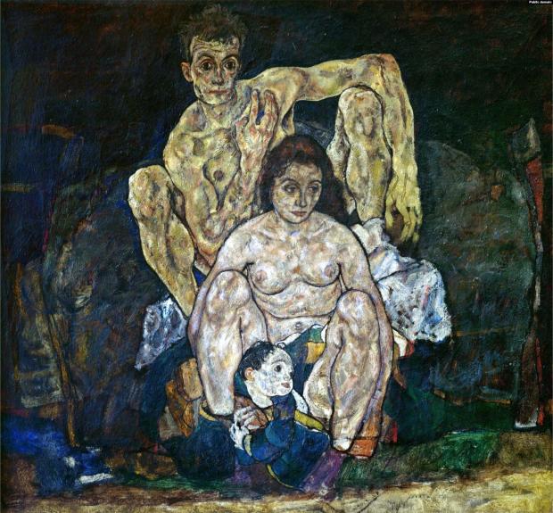  Жахливу ціну людського життя за спалах епідемії увіковічив на цій картині австрійський художник Еґон Шіле у 1918 році. Вона зображає родину Шіле, який з гордістю поглядає на свою дружину Едіт та маленьку дитину. Насправді, Едіт була хвора та померла від грипу на шостому місяці вагітності 28 жовтня 1918 року. Через три дні Шіле також помер від грипу у віці 28 років.
