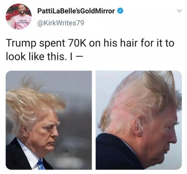 "Трамп витратив $70 000, щоб його волосся виглядало ось так. Я просто...".