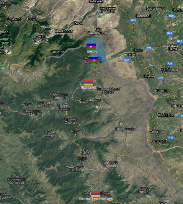 Лінія фронту на півночі Нагорного Карабаху