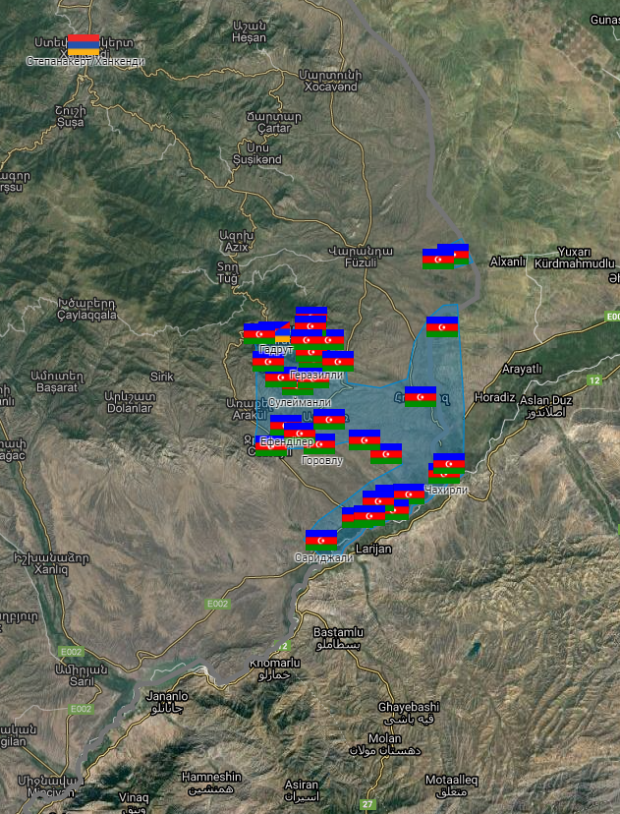 Співвідношення ворогуючих сил на півдні Нагорного Карабаху 14 жовтня