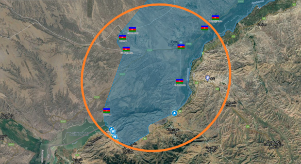 Відстань, на яку просунулися військові Азербайджану.