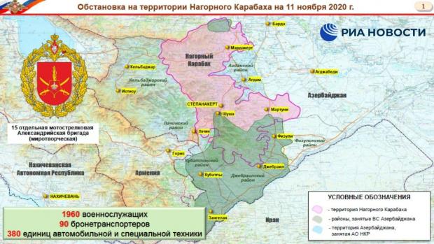Ситуація на території Нагірного Карабаху за даними міністерства оборони Росії