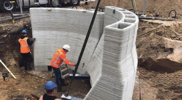 The construction of a 3D printed house.