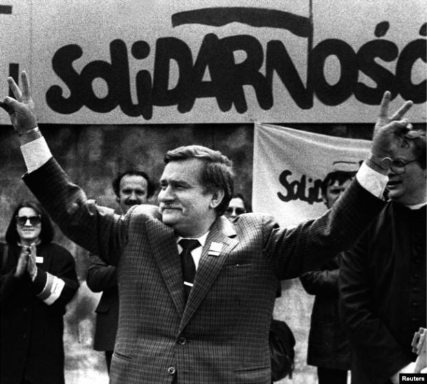 Засновник польського руху «Солідарність» Лех Валенса. Плоцьк, 7 травня 1989 року