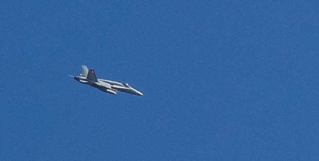 Винищувач CF-18 Hornet ВПС Канади у небі над Україною під час навчань "Об’єднані зусилля-2021", фото - прес-служба Генерального штабу ЗСУ
