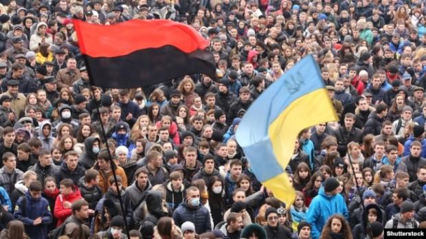 Мітинг проти агресії Росії і за європейську інтеграцію України. Івано-Франківськ, 25 лютого 2014 року