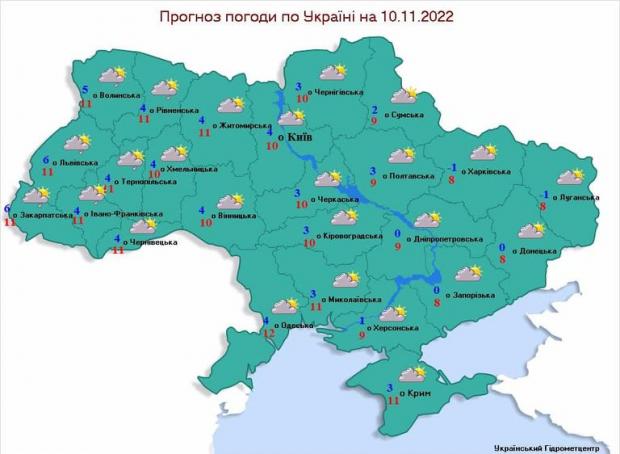 Прогноз погоди на 10 листопада / Фото Укргідрометцентр