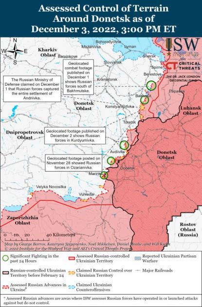 Карта бойових дій у Донецькій області