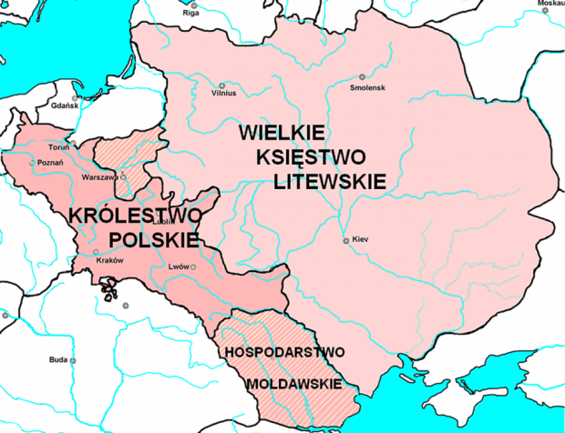 Польща і Велике князівство – за часів найбільшого розширення останнього