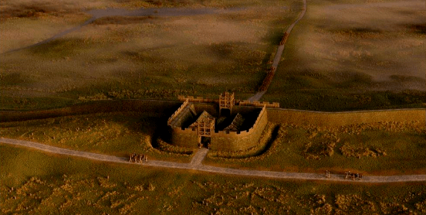 Невелика фортеця, показана на цьому цифровому зображенні, була розташована вздовж валу Антоніна в Шотландії
