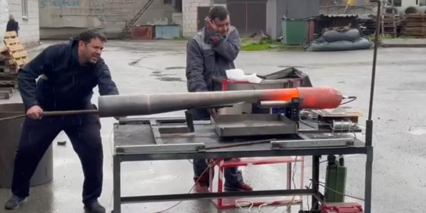 Випробування двигуна для ракети «Трембіта». Весна 2023. Україна. Кадр з відео Сергія Бірюкова