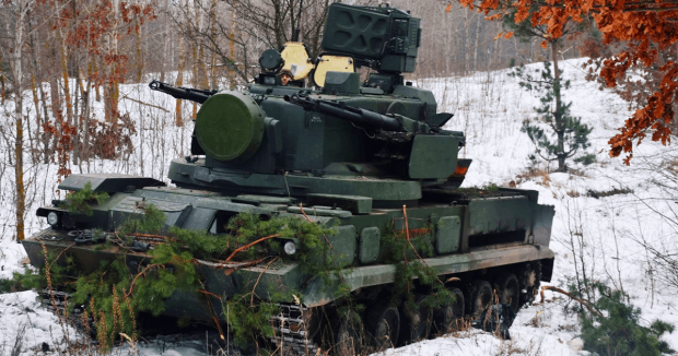 Зенітний ракетно-гарматний комплекс 2С6 «Тунгуска» 1 ОТБр. Січень 2021. Фото: ЗСУ