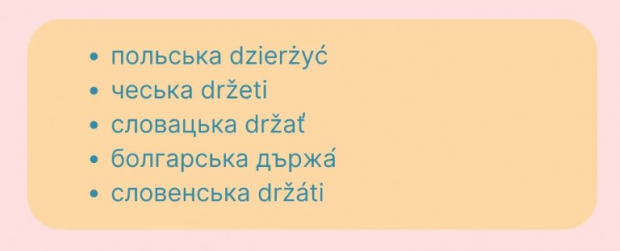 Інші слов'янські мови теж мають слова, похідні від цього кореня (скриншот)